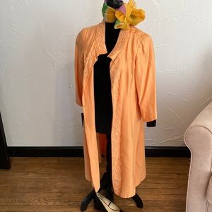 Vintage orange linen embroidered coat